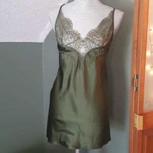 Army green slip dress